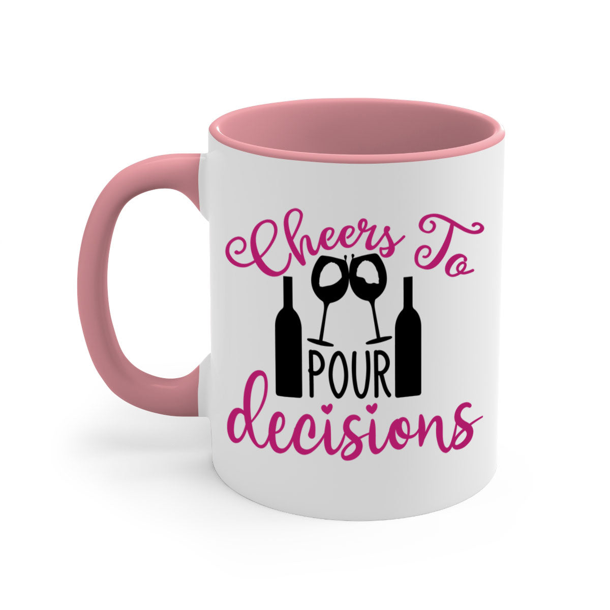 Cheers to Pour Decisions 201# Mug featuring a glossy finish, colored handle, and interior, available in five vibrant colors.
