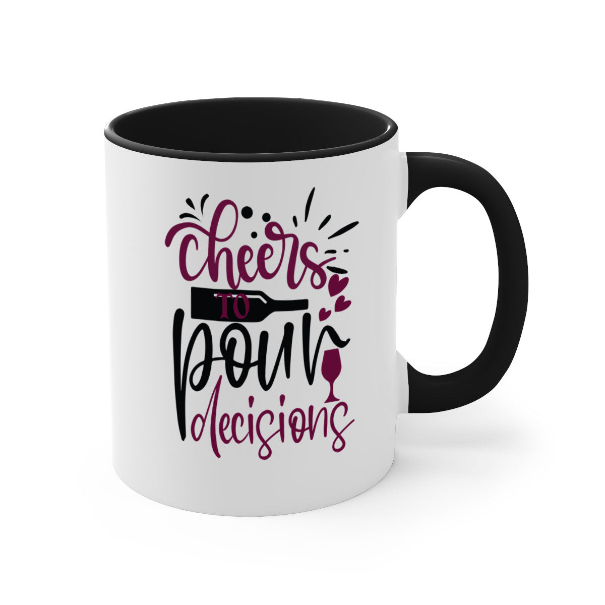 Cheers to Pour Decisions 202# Mug with colorful handle and glossy finish, perfect for coffee or tea.