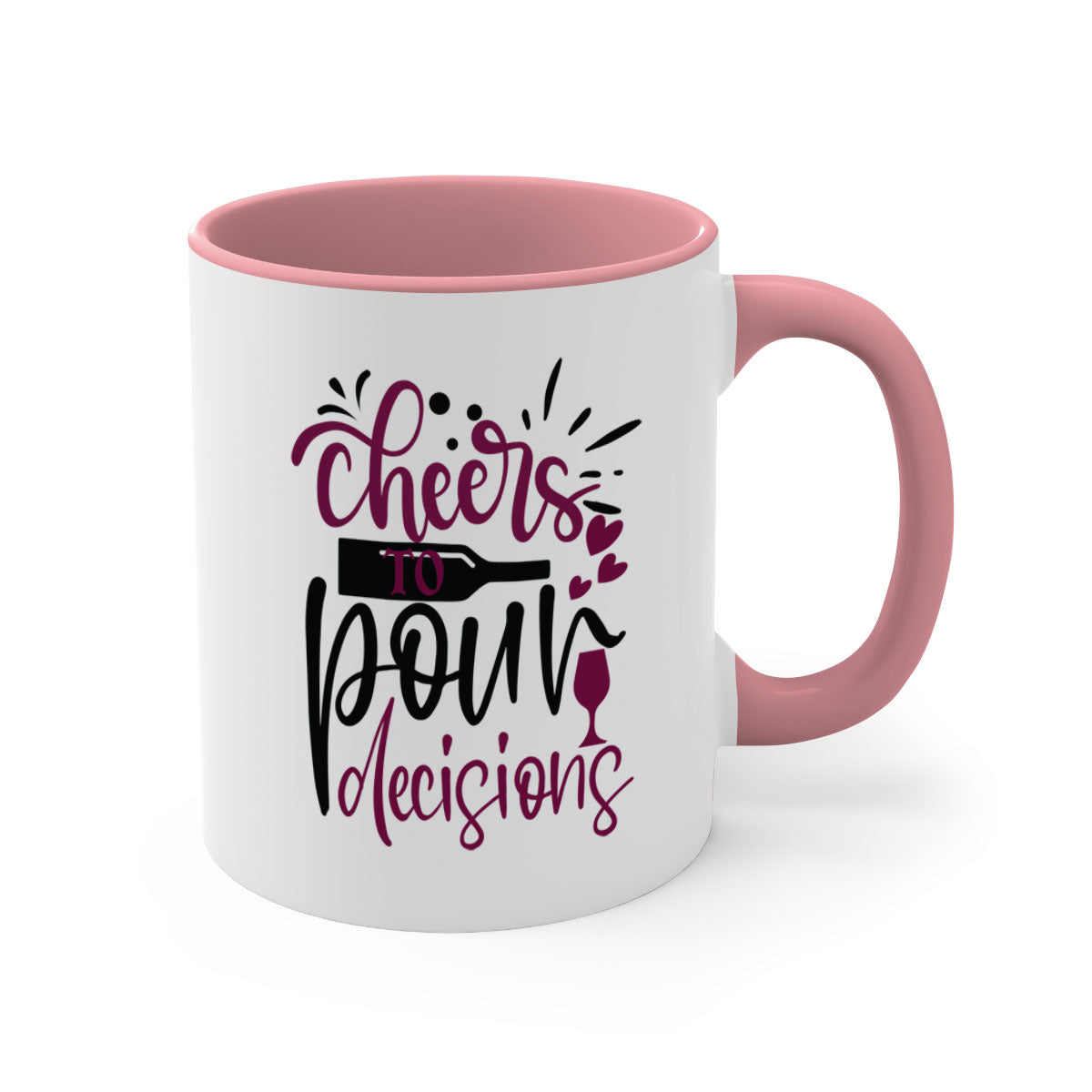 Cheers to Pour Decisions 202# Mug with colorful handle and glossy finish, perfect for coffee or tea.