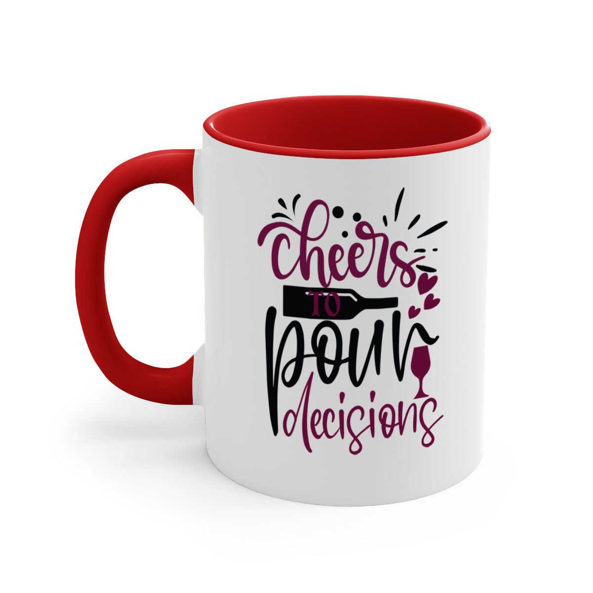 Cheers to Pour Decisions 202# Mug with colorful handle and glossy finish, perfect for coffee or tea.