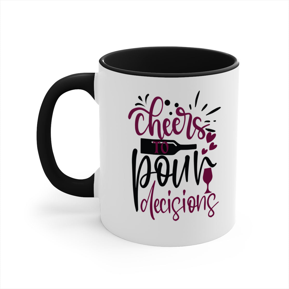 Cheers to Pour Decisions 202# Mug with colorful handle and glossy finish, perfect for coffee or tea.