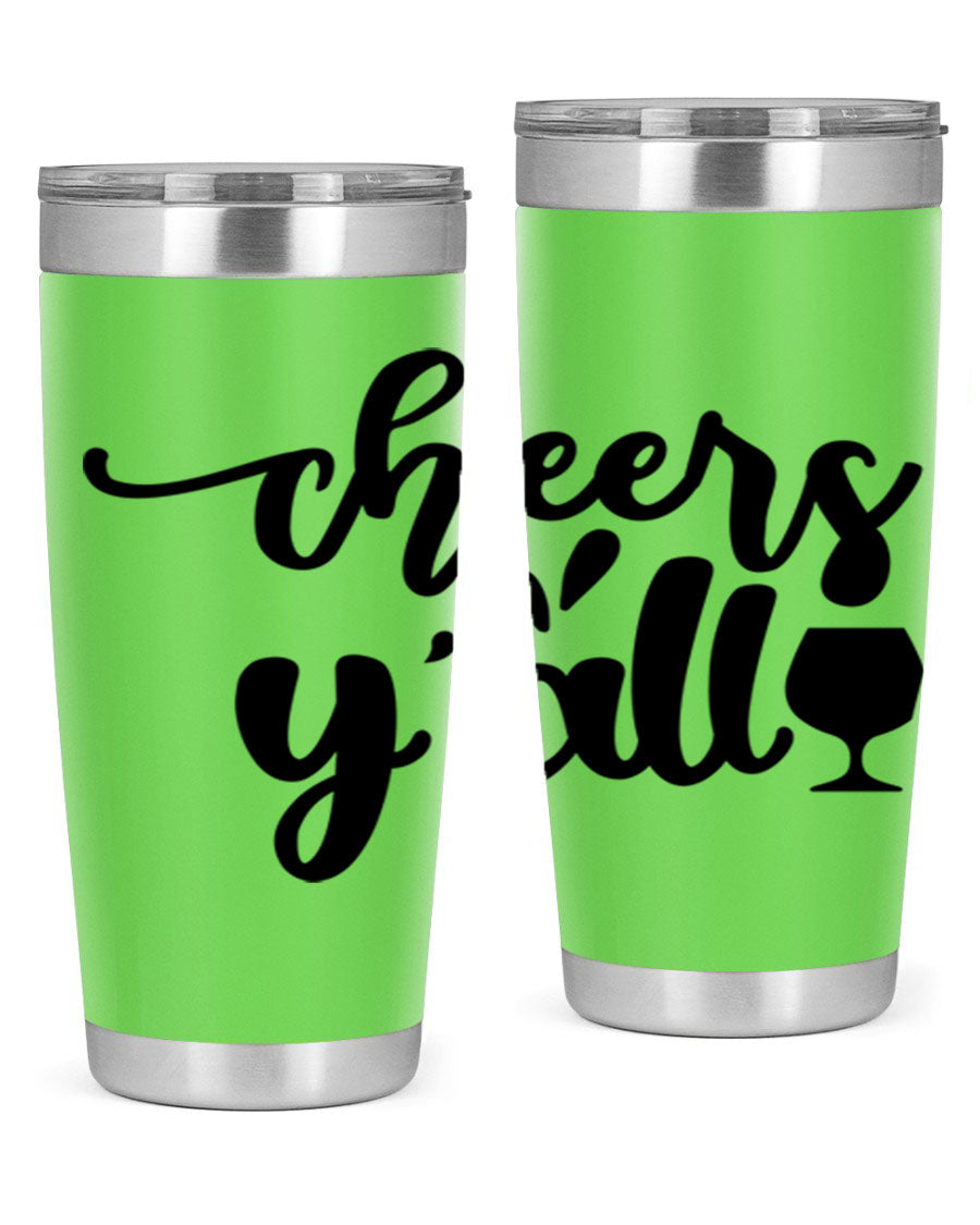Cheers Y'all 198# Wine Tumbler in stainless steel with a stylish design, perfect for hot and cold beverages.