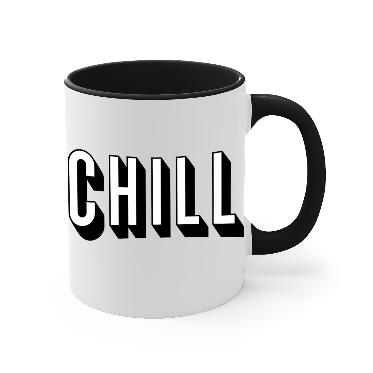 Chill Netflix 186# Mug with black phrases and colorful handle, showcasing its glossy finish and two-tone design.