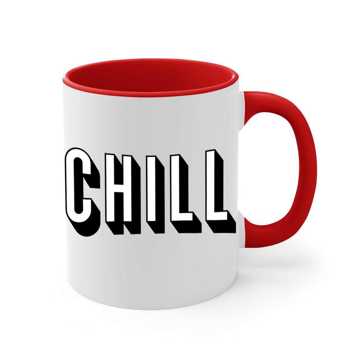 Chill Netflix 186# Mug with black phrases and colorful handle, showcasing its glossy finish and two-tone design.