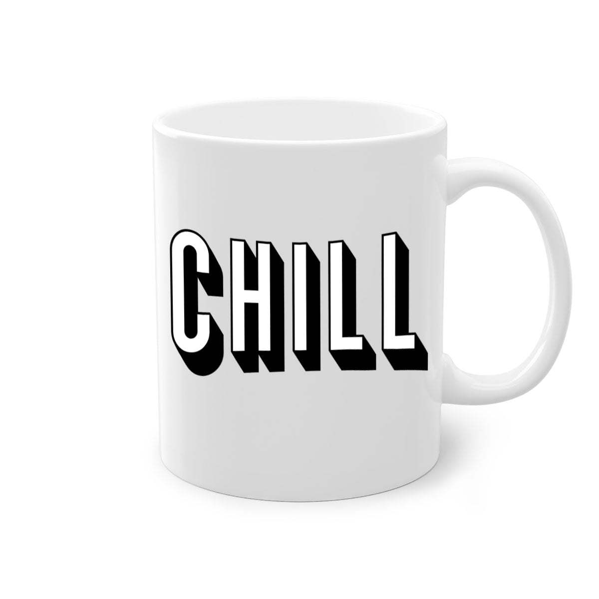 Chill Netflix 186# Mug with black phrases and colorful handle, showcasing its glossy finish and two-tone design.