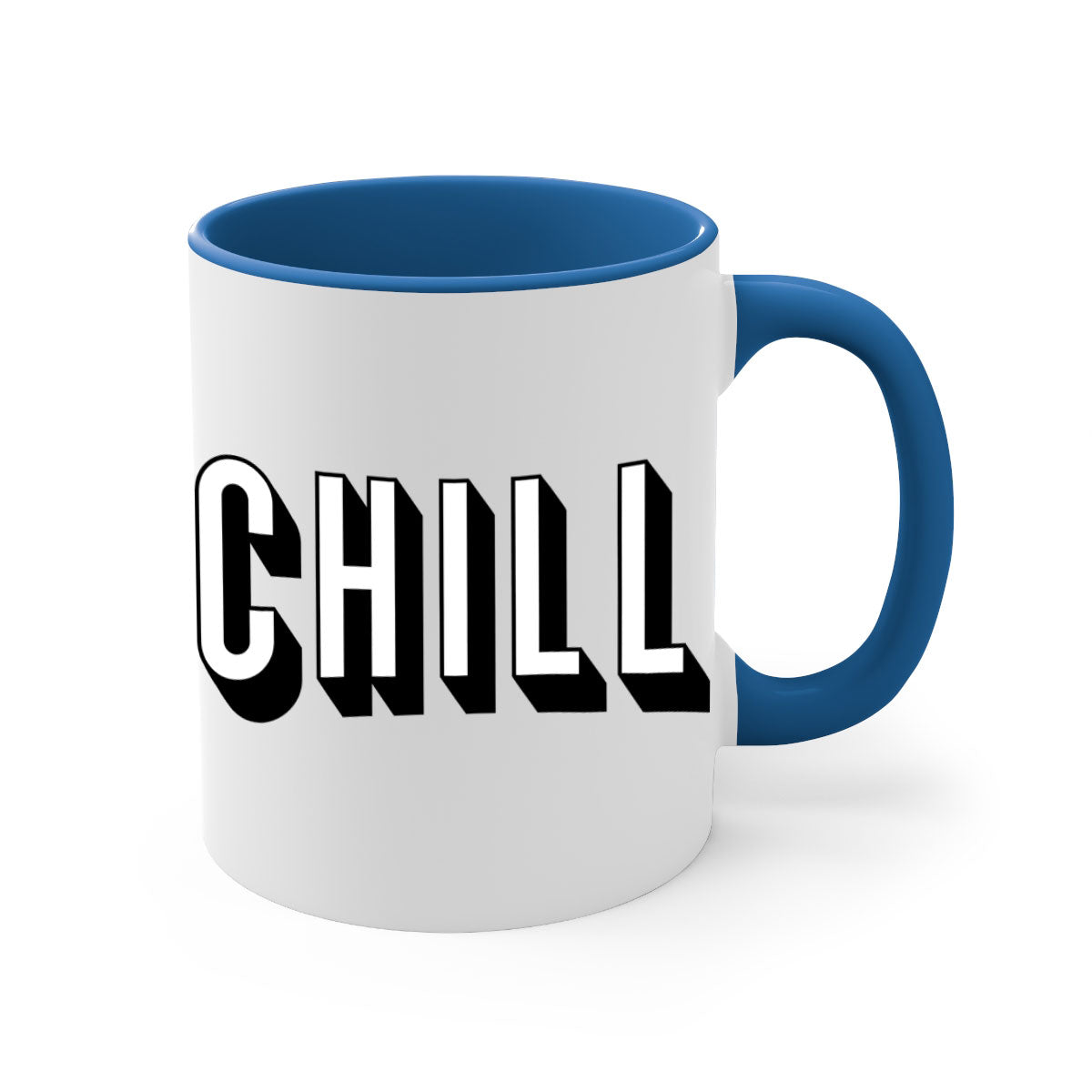 Chill Netflix 186# Mug with black phrases and colorful handle, showcasing its glossy finish and two-tone design.