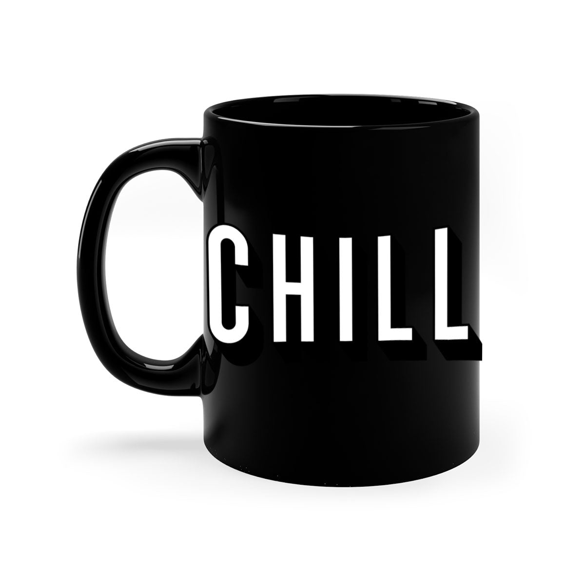 Chill Netflix 186# Mug with black phrases and colorful handle, showcasing its glossy finish and two-tone design.