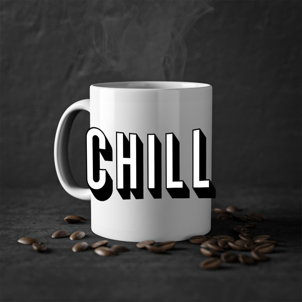 Chill Netflix 186# Mug with black phrases and colorful handle, showcasing its glossy finish and two-tone design.