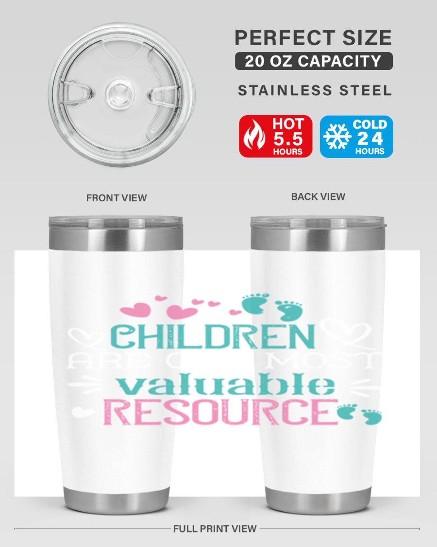 Children are our most valuable resource Style 49# baby tumbler in stainless steel with a colorful design, perfect for keeping drinks hot or cold.