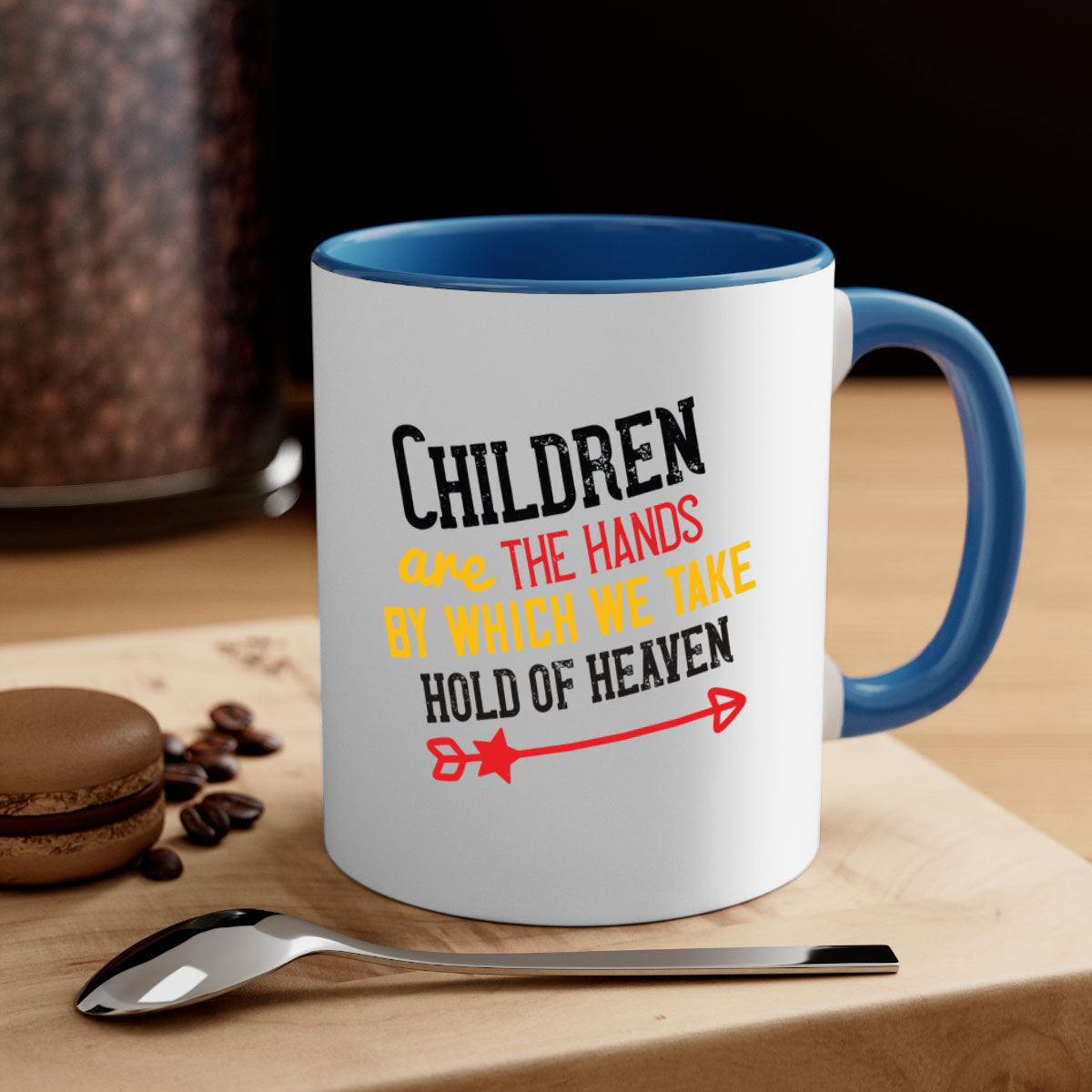 Children are the hands by which we take hold of heaven Style 48# Mug featuring a two-tone design with a colored handle and glossy finish.