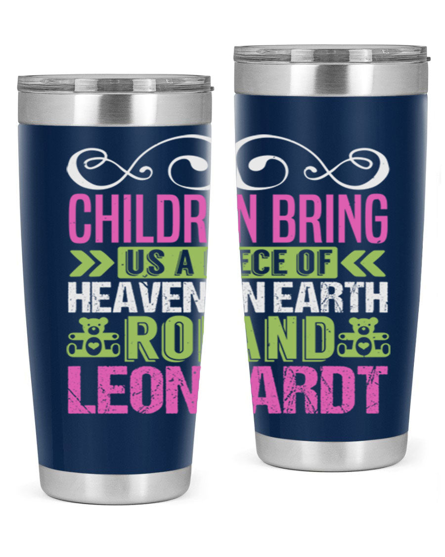 Children Bring Us a Piece of Heaven Style 284# tumbler, a colorful stainless steel drink container designed for kids, featuring a press-in lid.