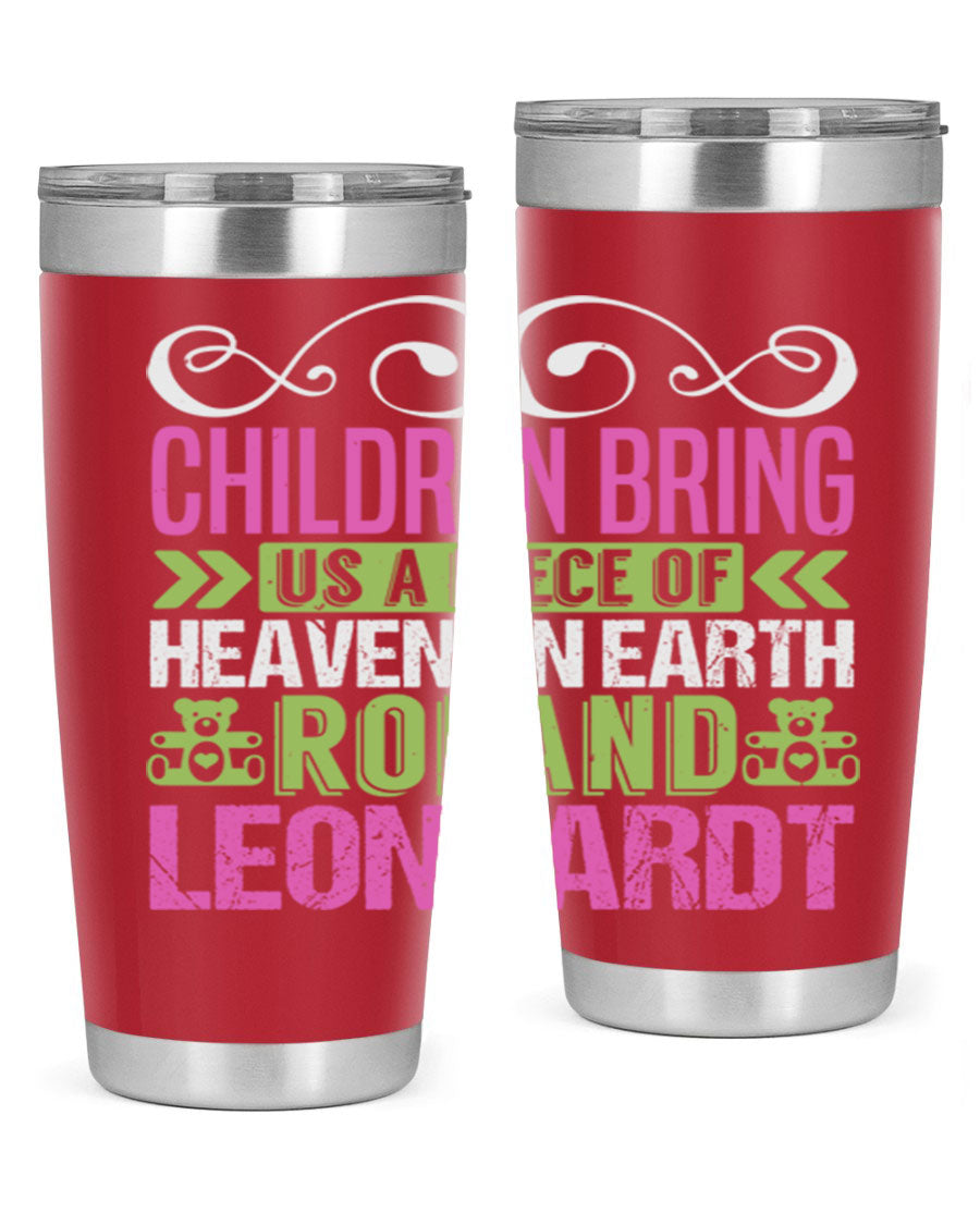 Children Bring Us a Piece of Heaven Style 284# tumbler, a colorful stainless steel drink container designed for kids, featuring a press-in lid.