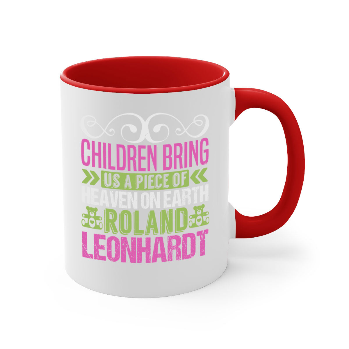 Children bring us a piece of Heaven Style 284# Mug featuring a two-tone design with a colored handle and glossy finish, available in multiple colors.