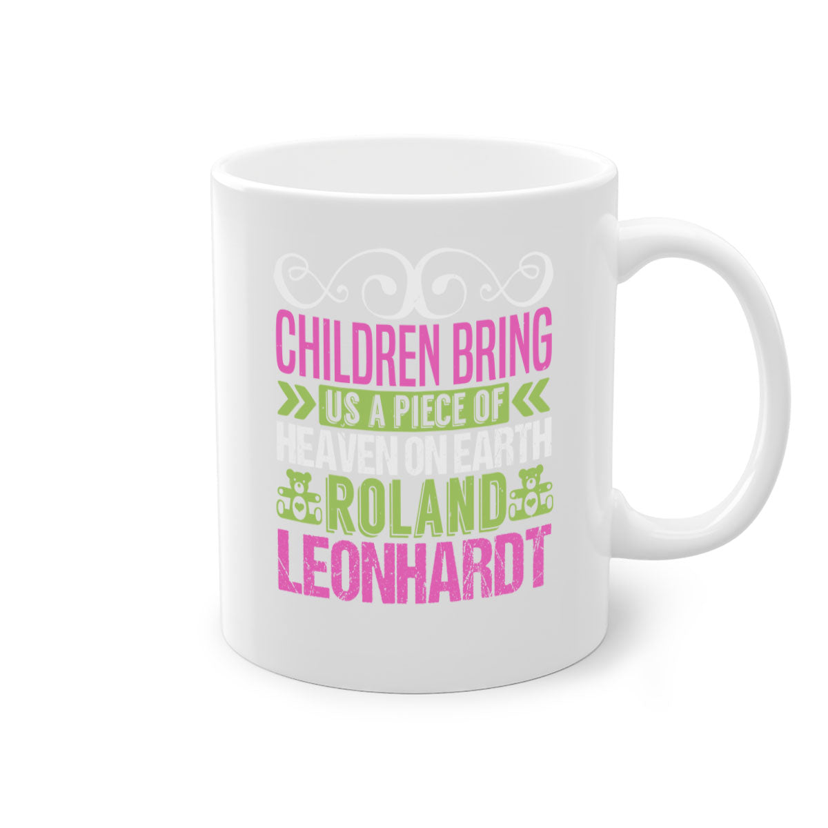 Children bring us a piece of Heaven Style 284# Mug featuring a two-tone design with a colored handle and glossy finish, available in multiple colors.