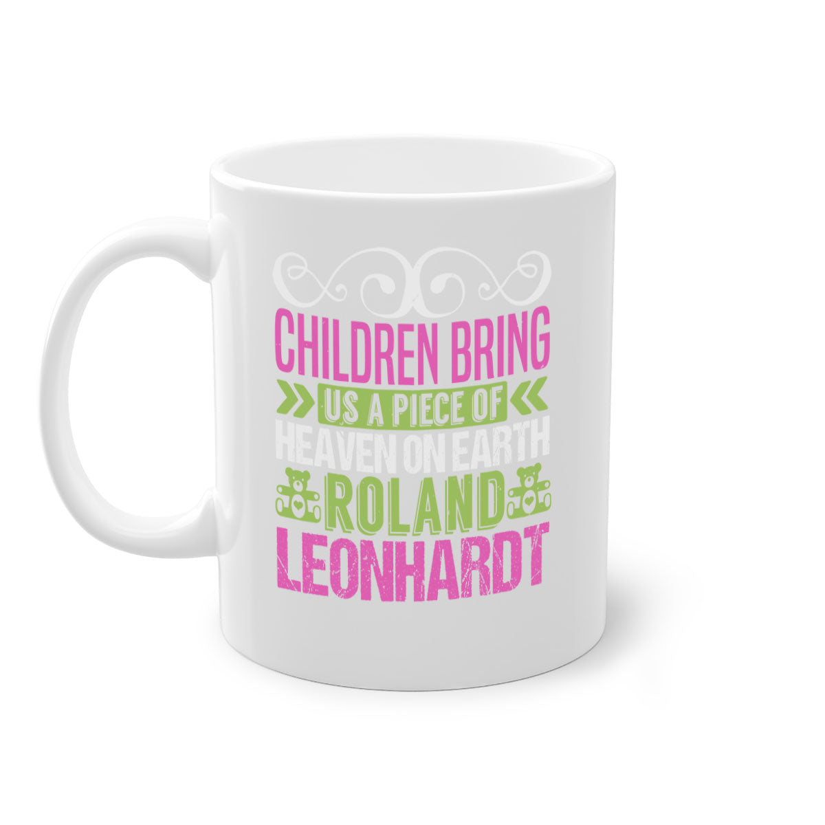 Children bring us a piece of Heaven Style 284# Mug featuring a two-tone design with a colored handle and glossy finish, available in multiple colors.