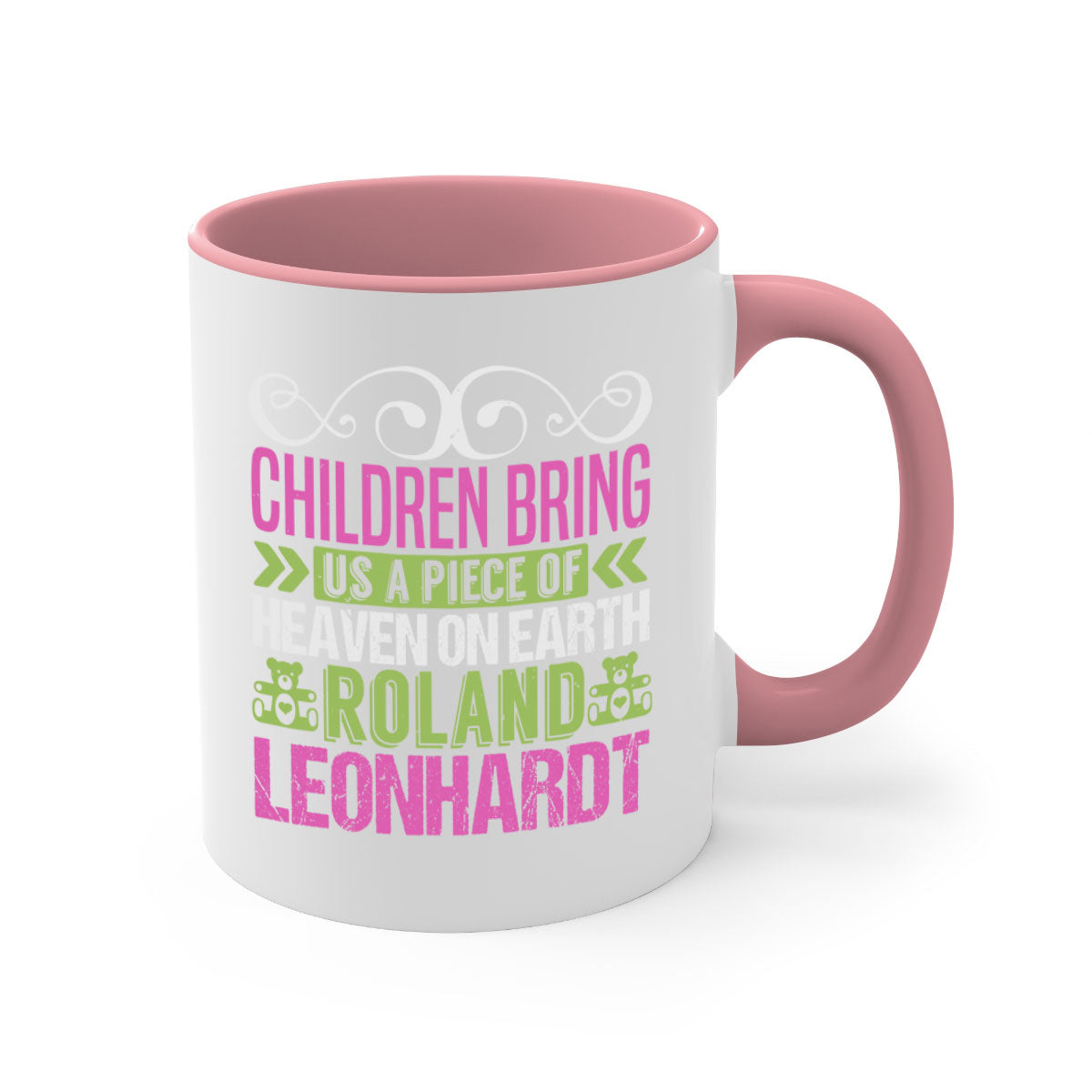 Children bring us a piece of Heaven Style 284# Mug featuring a two-tone design with a colored handle and glossy finish, available in multiple colors.