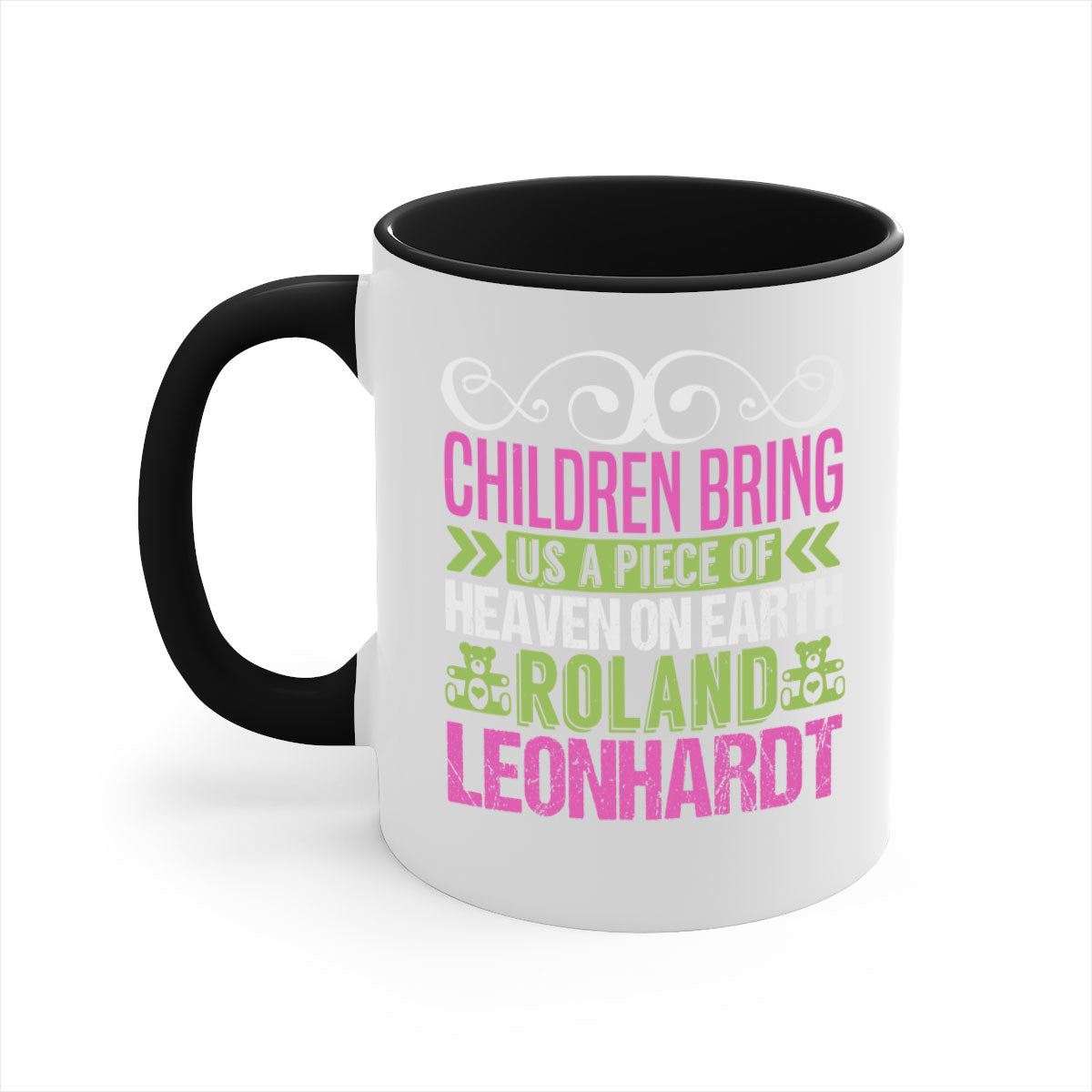 Children bring us a piece of Heaven Style 284# Mug featuring a two-tone design with a colored handle and glossy finish, available in multiple colors.