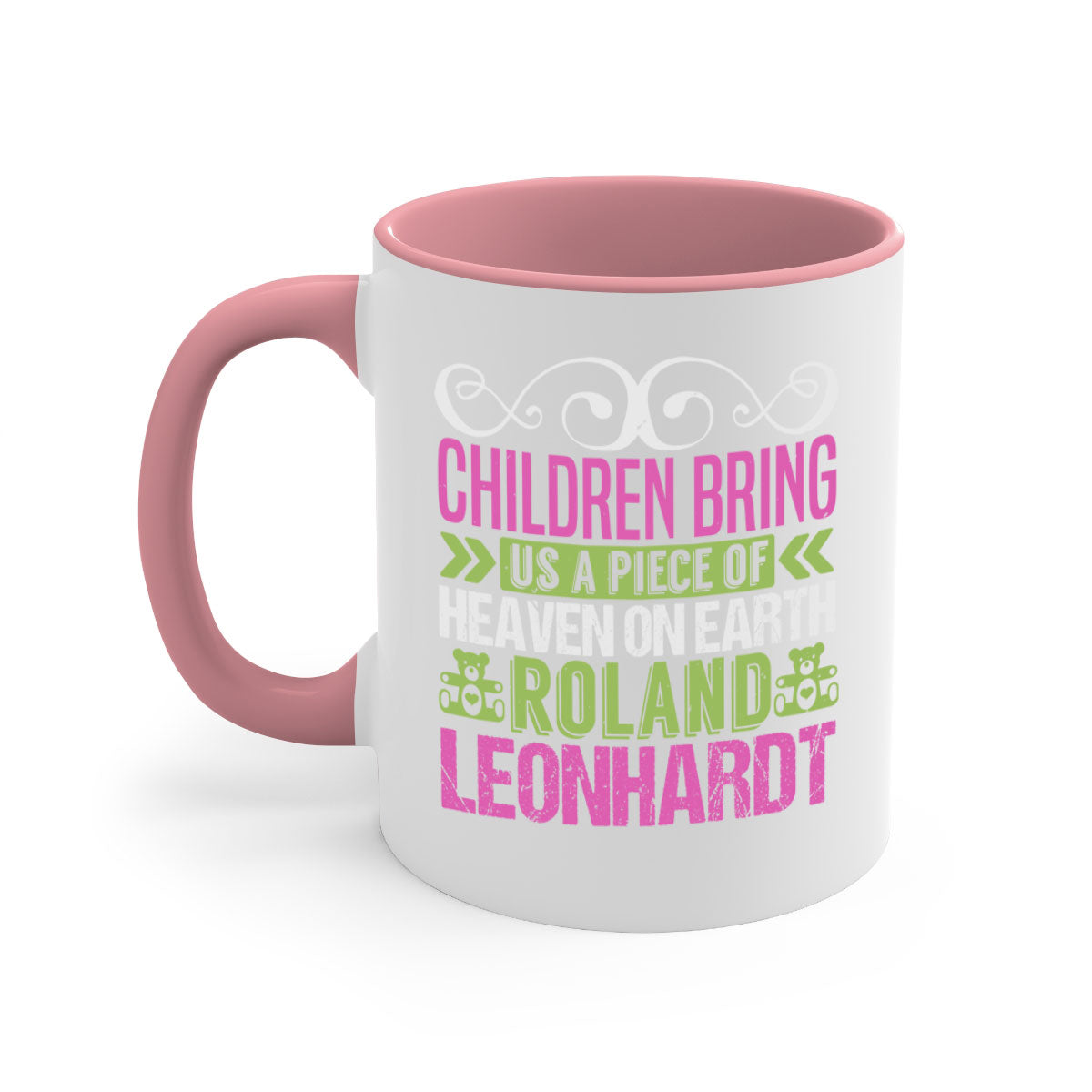 Children bring us a piece of Heaven Style 284# Mug featuring a two-tone design with a colored handle and glossy finish, available in multiple colors.
