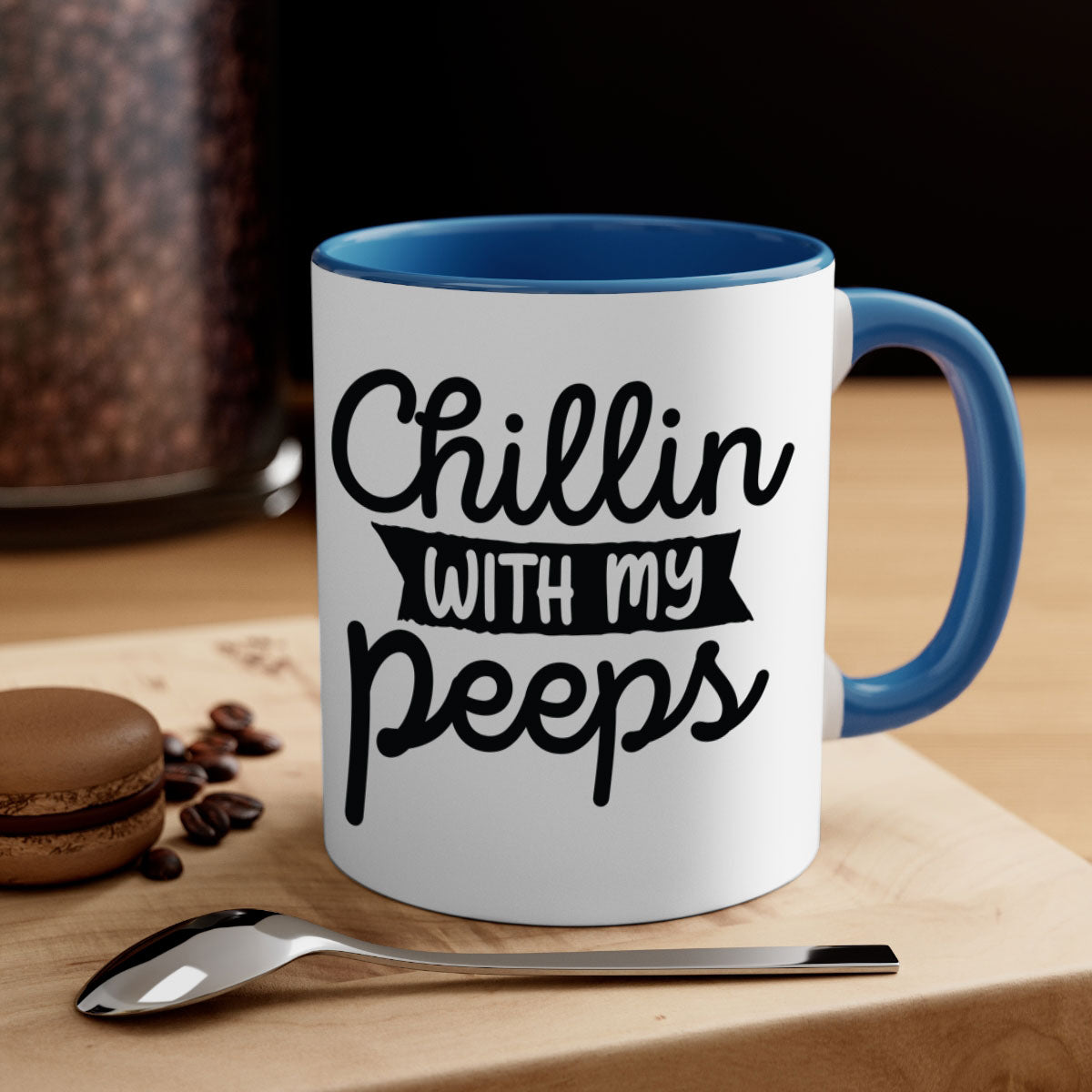 Chillin with my peeps 109# Mug featuring a two-tone design with a colored handle and glossy finish, available in multiple colors.