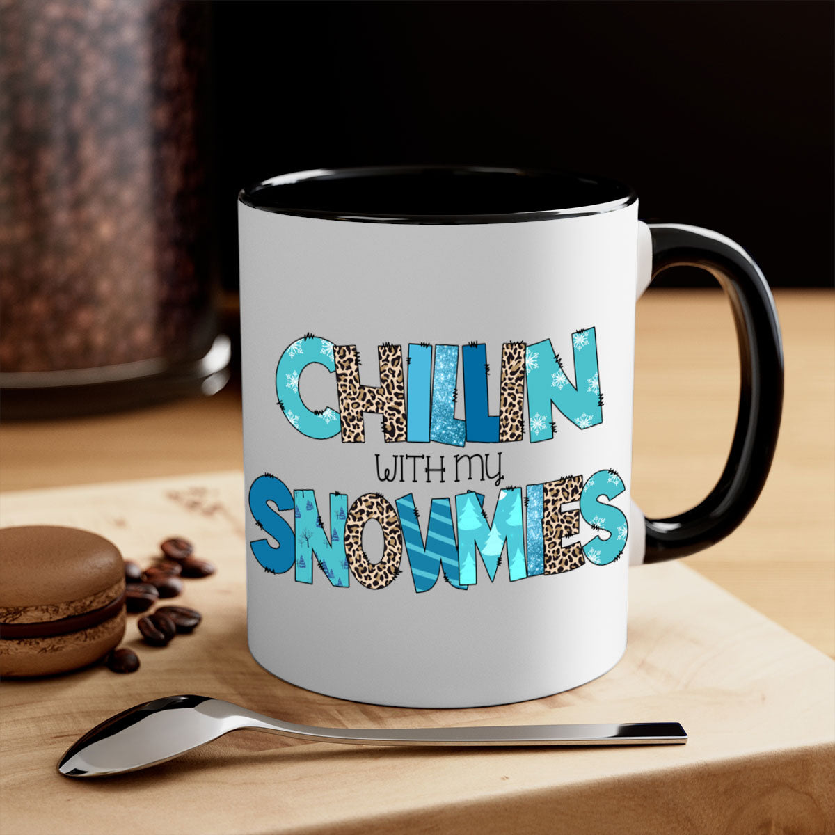 Chillin with my snowmies 43# winter mug featuring a colorful design and glossy finish, perfect for coffee and tea lovers.