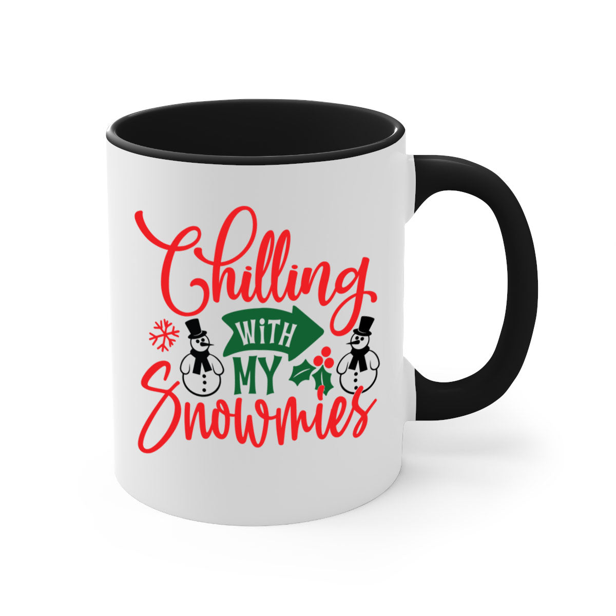Chilling with my snowmies style 92# mug featuring colorful handle and interior, perfect for coffee and tea lovers.