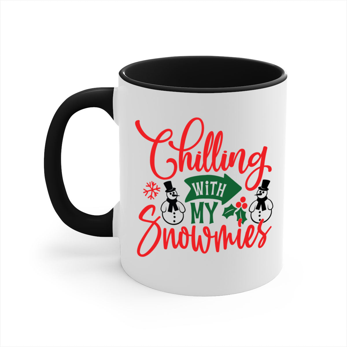 Chilling with my snowmies style 92# mug featuring colorful handle and interior, perfect for coffee and tea lovers.