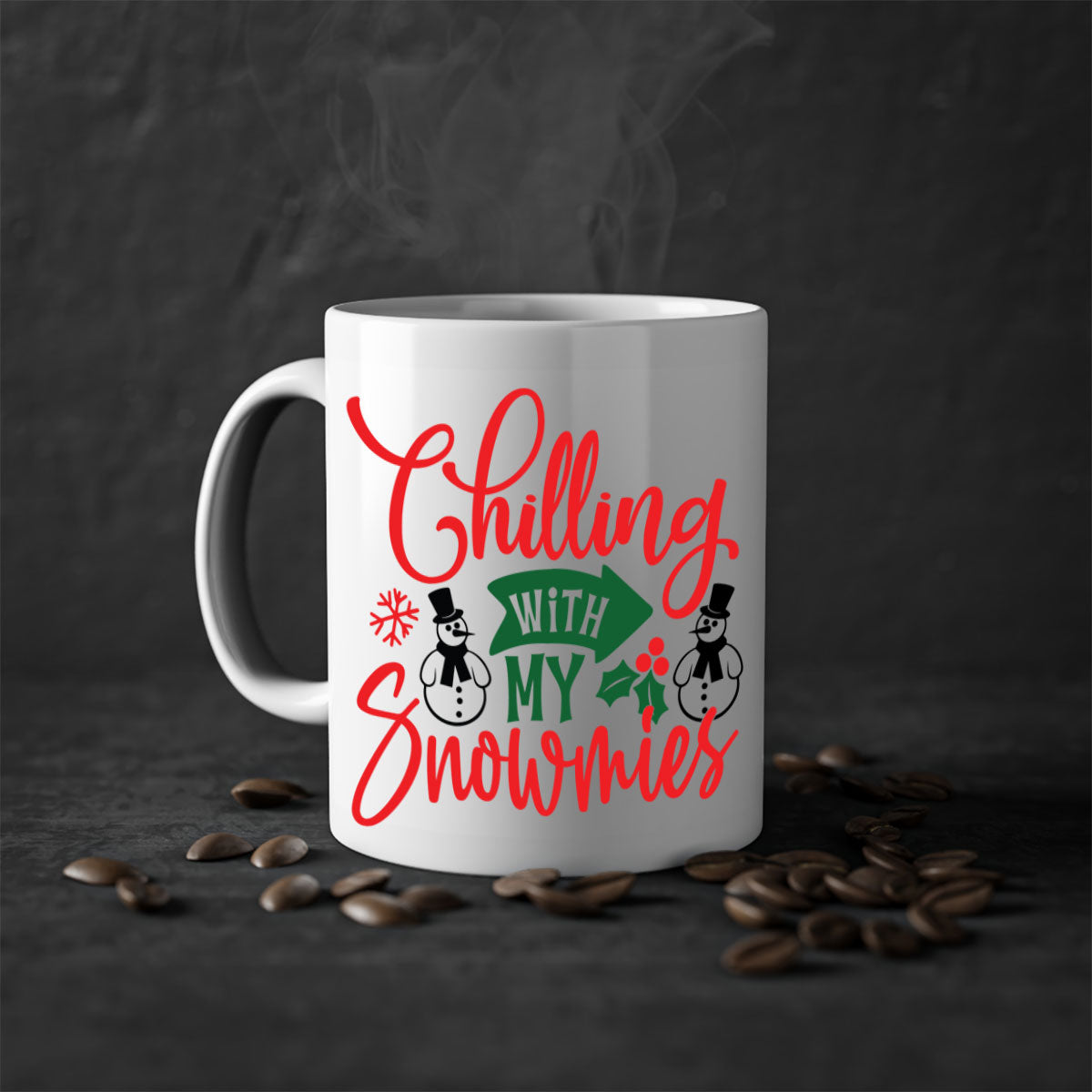 Chilling with my snowmies style 92# mug featuring colorful handle and interior, perfect for coffee and tea lovers.