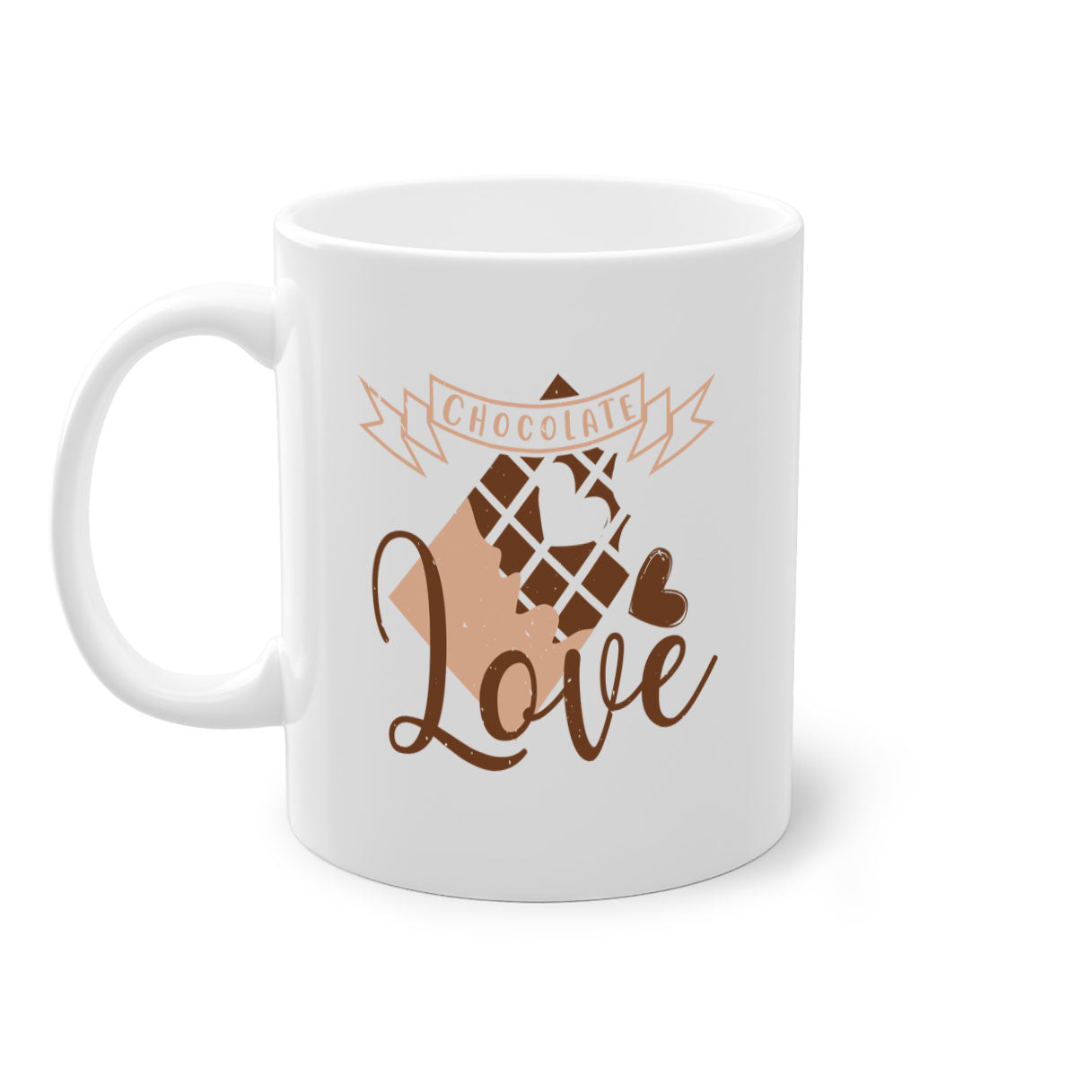 Chocolate Love 44# Mug featuring a glossy finish, colored handle, and interior, available in five vibrant colors.