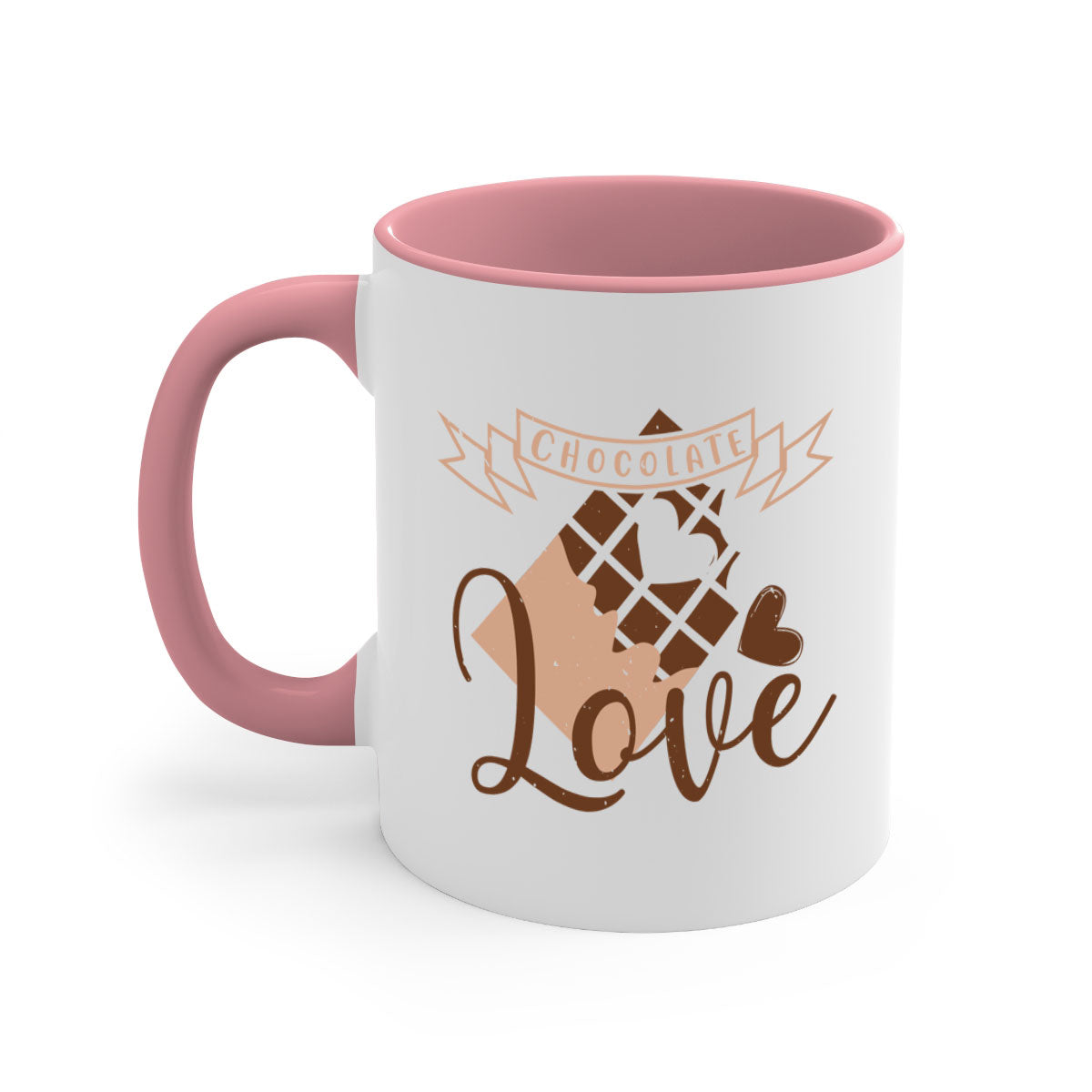 Chocolate Love 44# Mug featuring a glossy finish, colored handle, and interior, available in five vibrant colors.