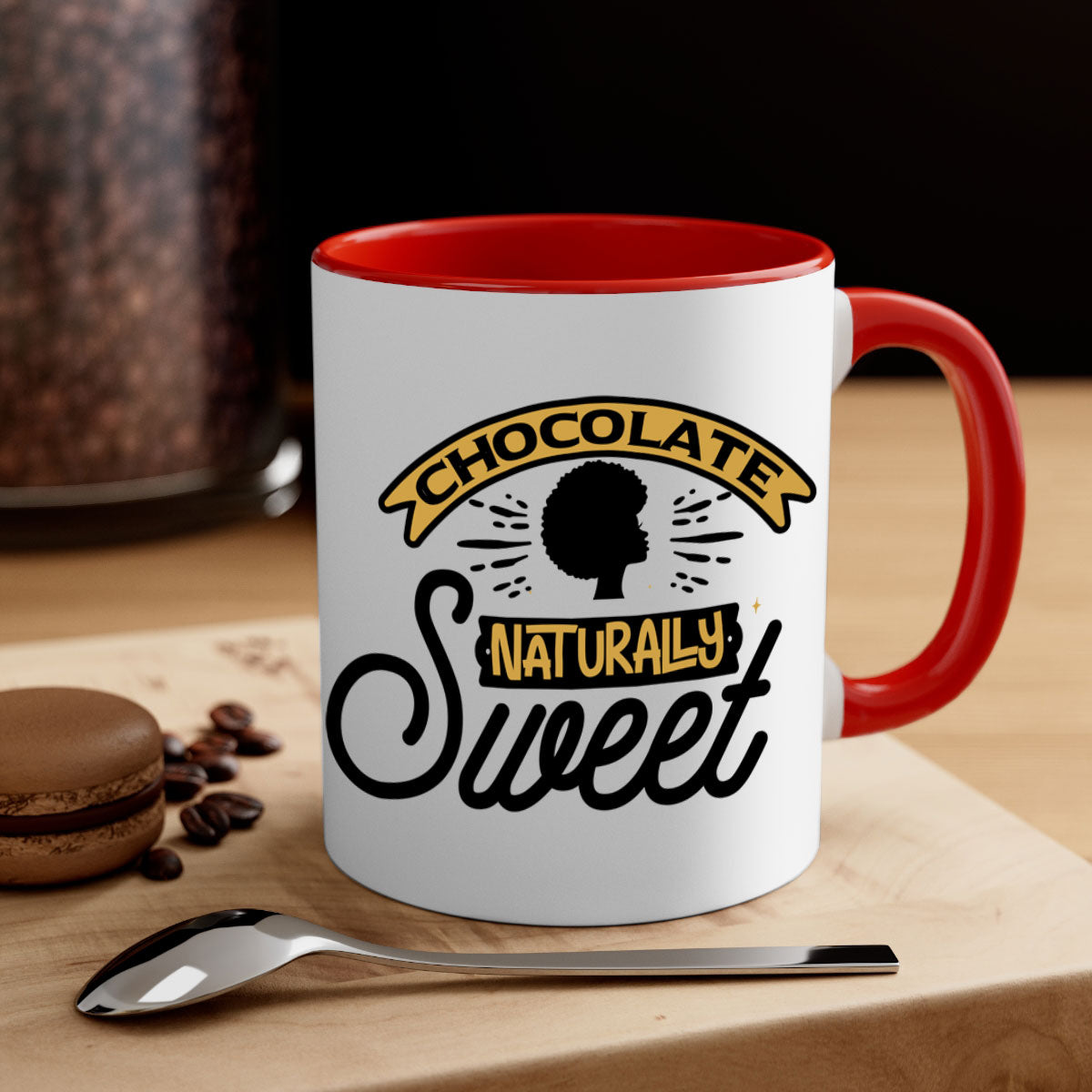 Chocolate Naturally Sweet Style 44# Mug with colorful handle and glossy finish, perfect for coffee and tea.