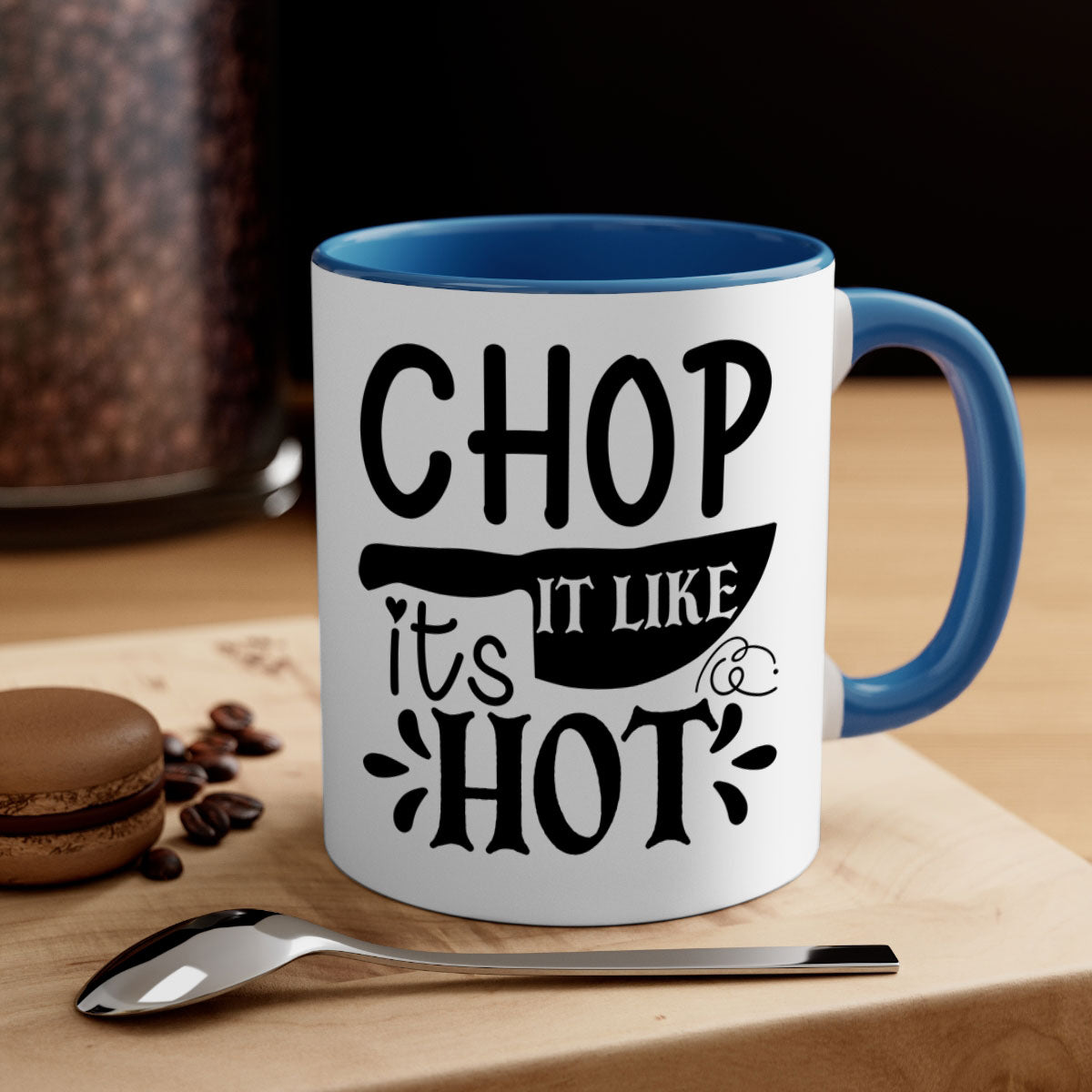 Chop It Like It's Hot 114# kitchen mug with a glossy finish, featuring a colored handle and interior, available in multiple colors.