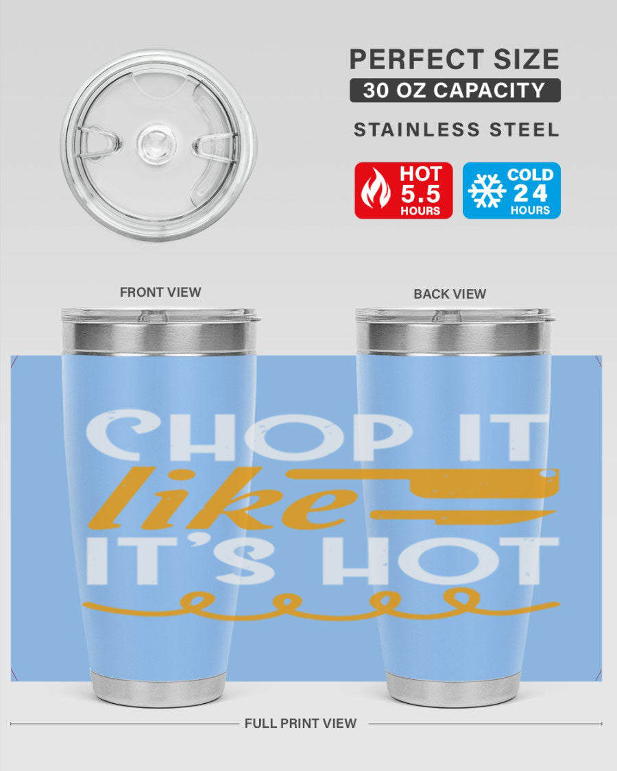 Chop it lits Hot 58# Tumbler, a double wall vacuum stainless steel tumbler with copper lining, designed for hot and cold beverages.