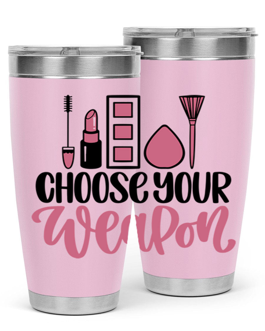 Choose Your Weapon Style 111# Tumbler in 20oz and 30oz sizes, showcasing double wall vacuum insulation and a sleek stainless steel design.