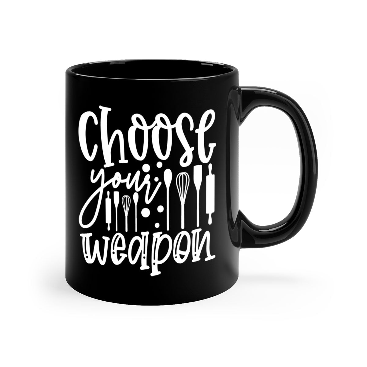Choose Your Weapon 47# Mug featuring a glossy finish, colored handle, and interior in five vibrant colors.
