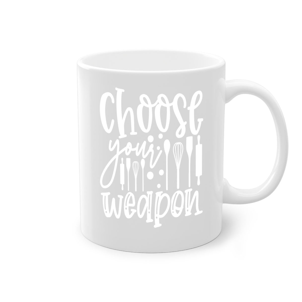 Choose Your Weapon 47# Mug featuring a glossy finish, colored handle, and interior in five vibrant colors.