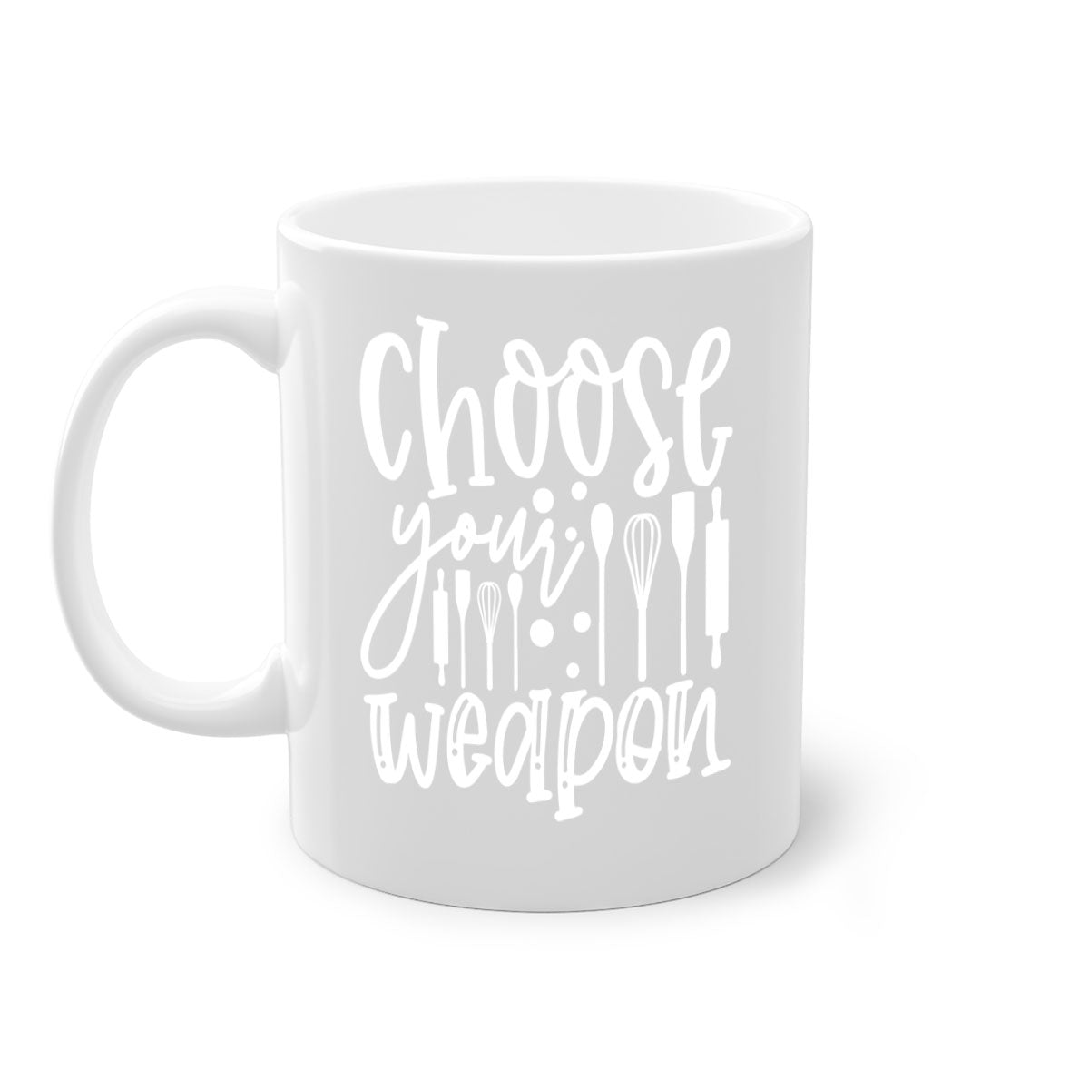 Choose Your Weapon 47# Mug featuring a glossy finish, colored handle, and interior in five vibrant colors.