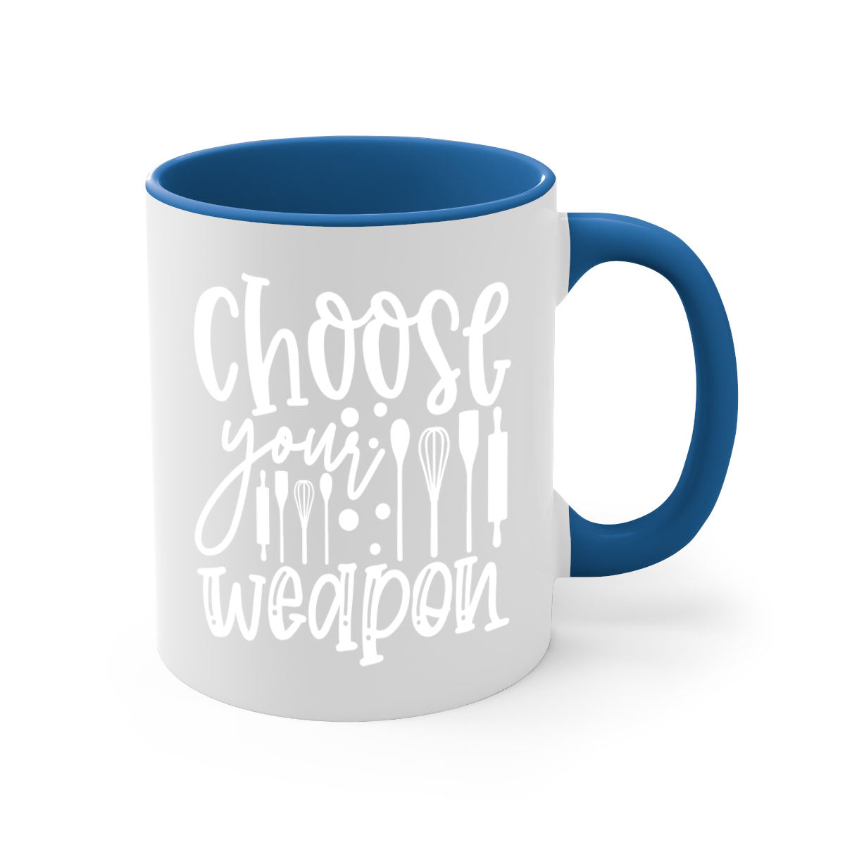 Choose Your Weapon 47# Mug featuring a glossy finish, colored handle, and interior in five vibrant colors.