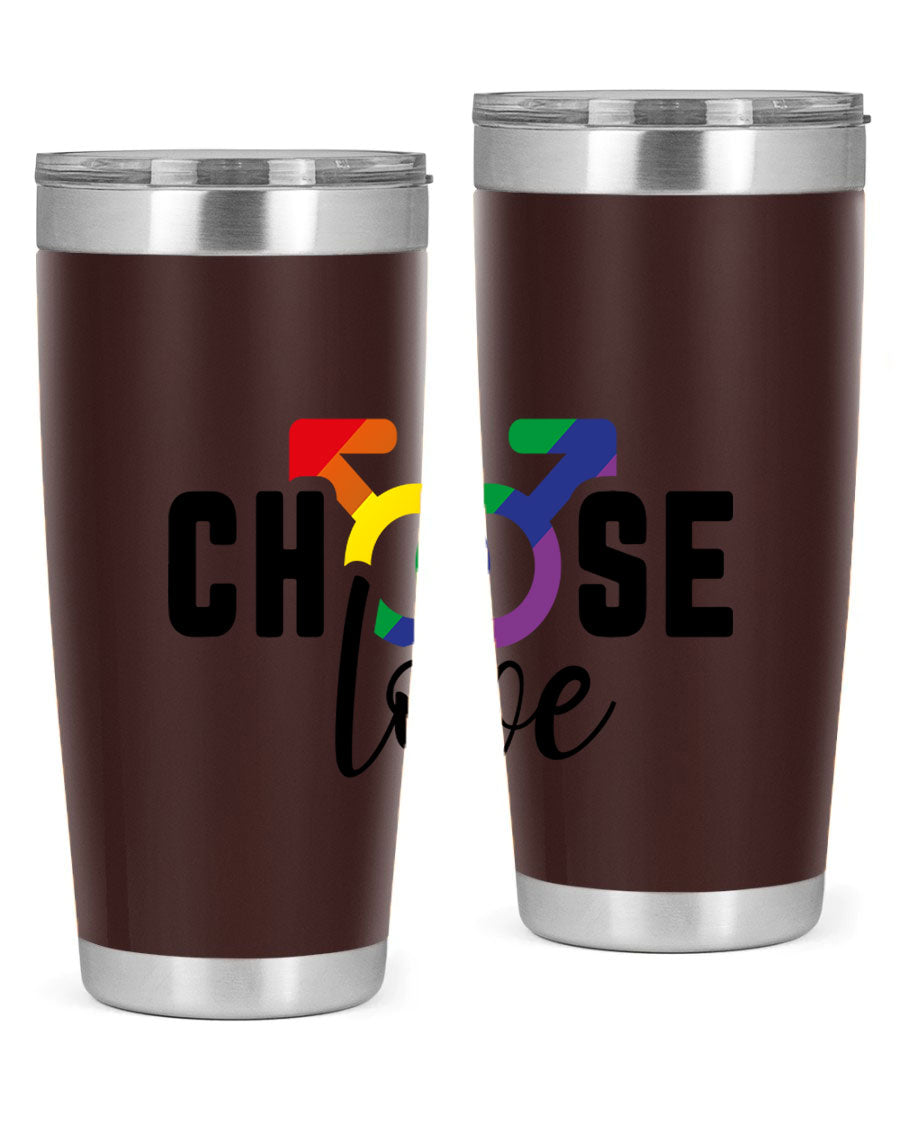 A vibrant chooselove 151# LGBT Tumbler showcasing its double wall stainless steel design, perfect for hot and cold beverages.