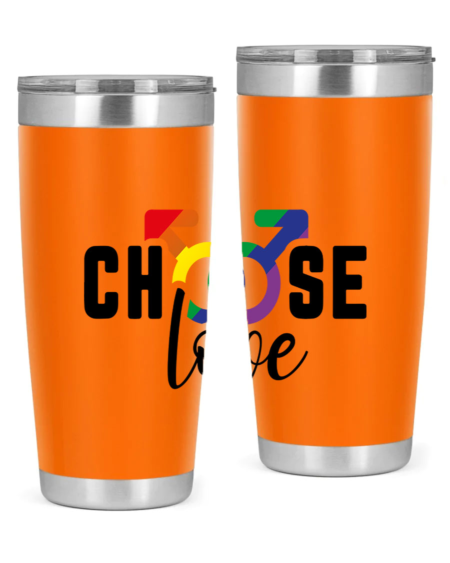 A vibrant chooselove 151# LGBT Tumbler showcasing its double wall stainless steel design, perfect for hot and cold beverages.