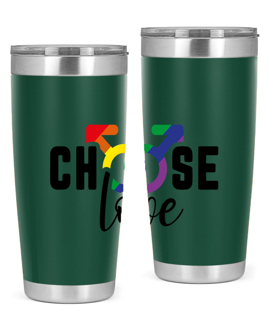 A vibrant chooselove 151# LGBT Tumbler showcasing its double wall stainless steel design, perfect for hot and cold beverages.