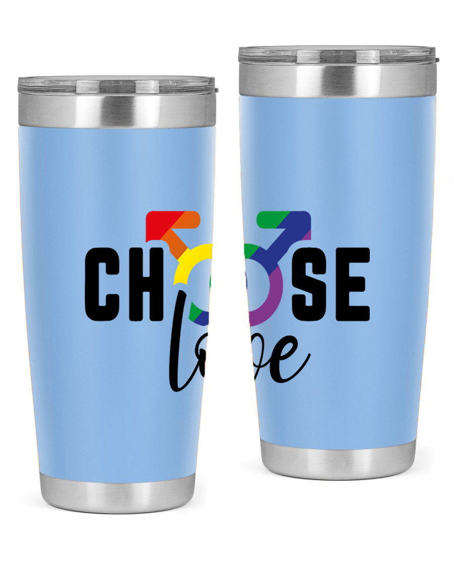 A vibrant chooselove 151# LGBT Tumbler showcasing its double wall stainless steel design, perfect for hot and cold beverages.