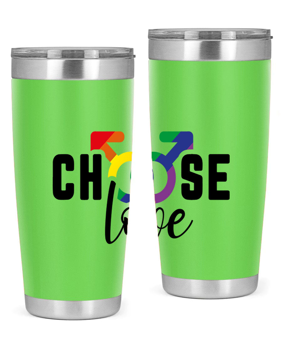 A vibrant chooselove 151# LGBT Tumbler showcasing its double wall stainless steel design, perfect for hot and cold beverages.