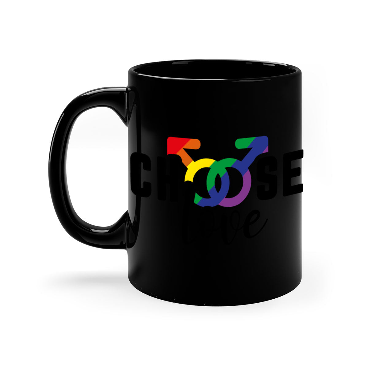 A vibrant chooselove 151# LGBT Mug featuring a colored handle and interior, showcasing a glossy finish, perfect for coffee or tea.