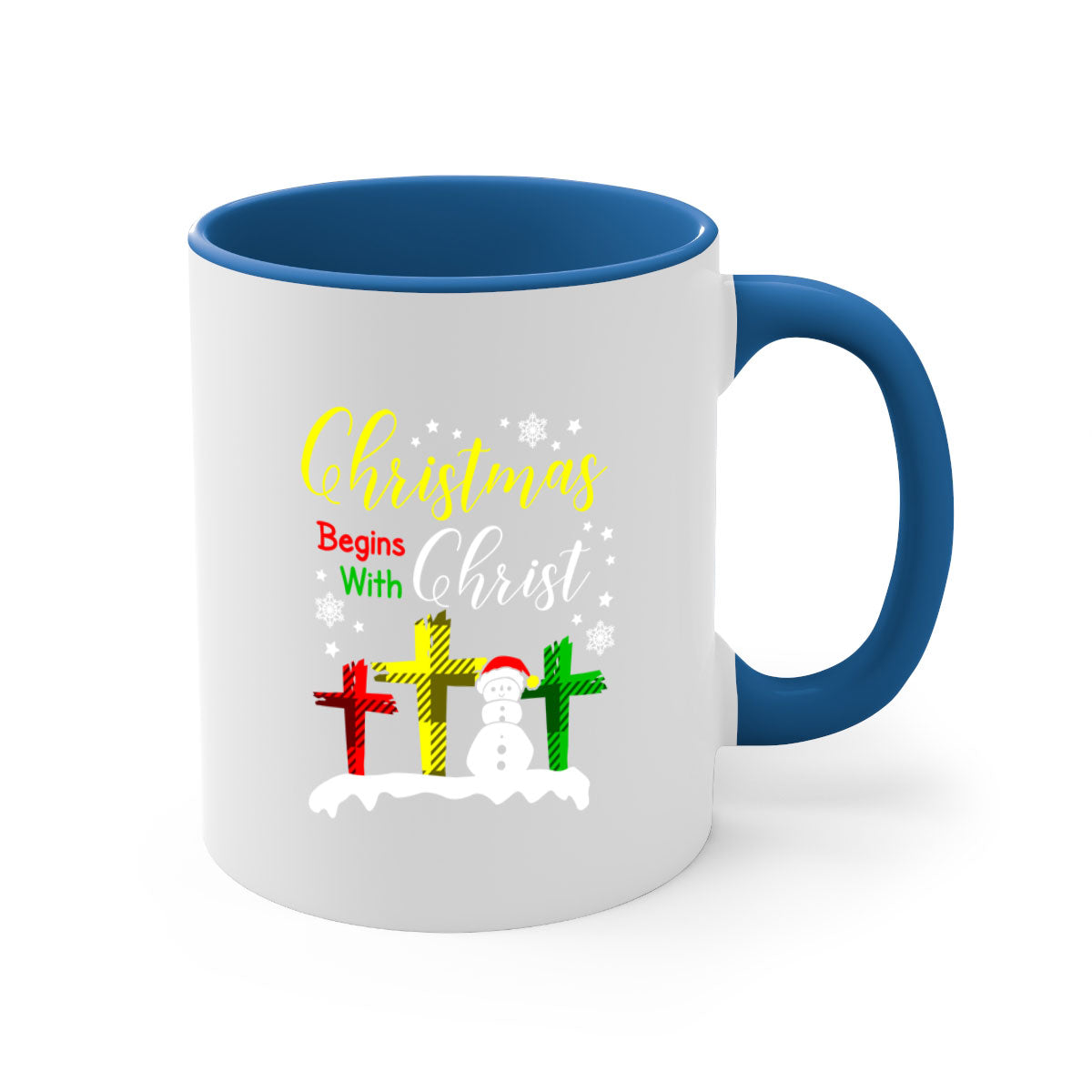 Christmas Begins with Christ Style 97# Mug featuring a glossy finish and colorful handle, perfect for coffee or tea.