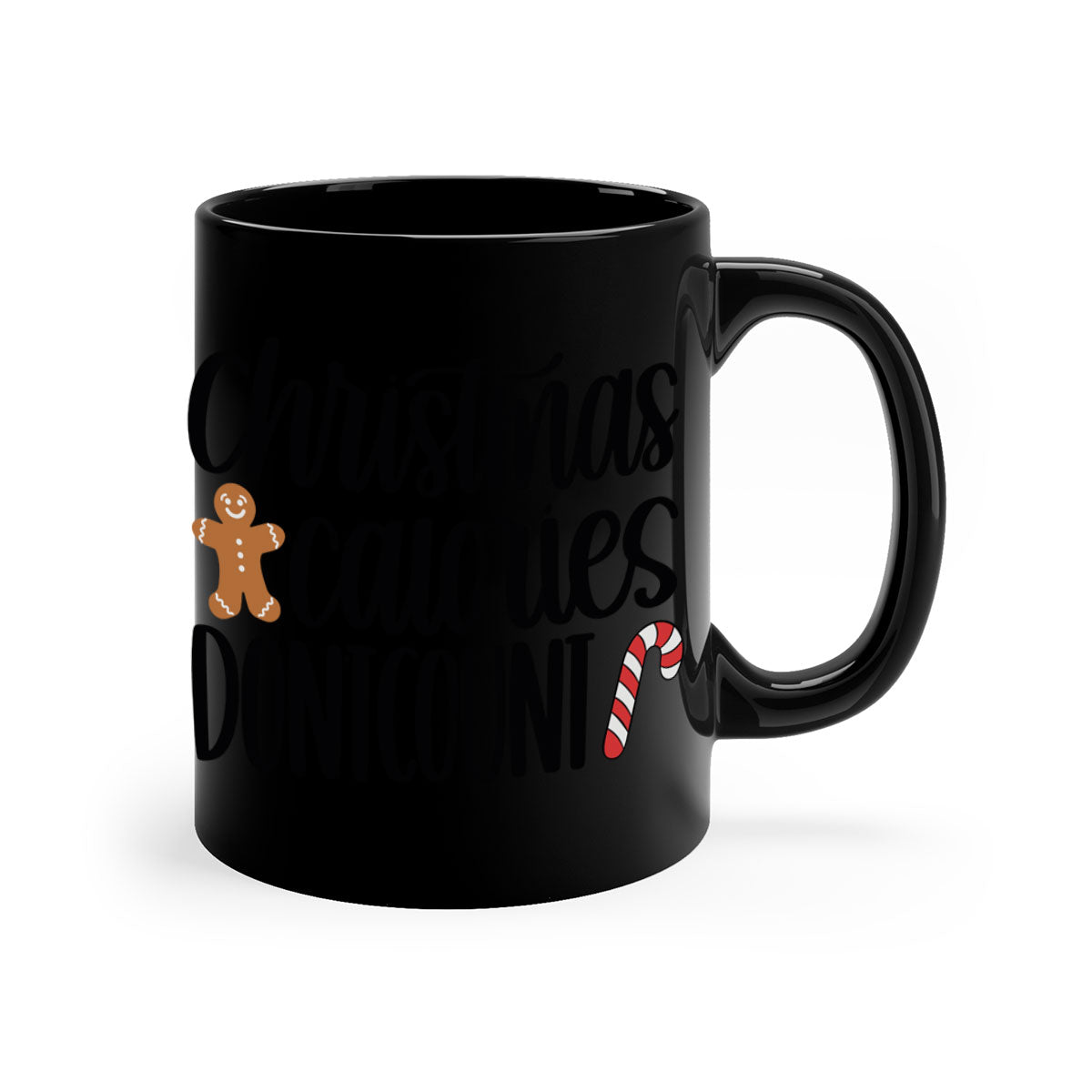 A two-tone Christmas mug with a glossy finish, featuring a colored handle and interior, perfect for holiday beverages.