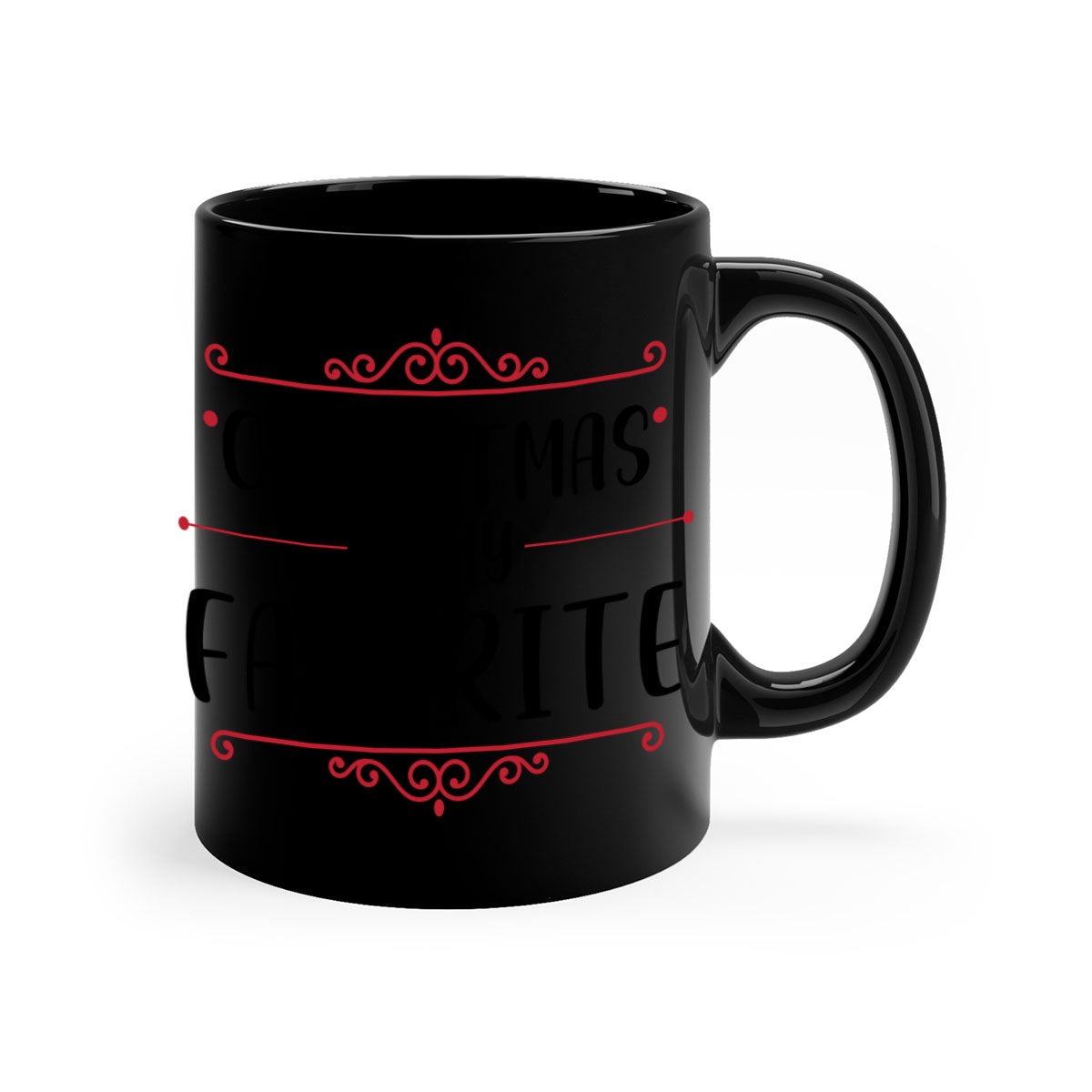A festive ceramic mug with 'Christmas is My Favorite Style' design, featuring a colored handle and glossy finish, available in multiple colors.