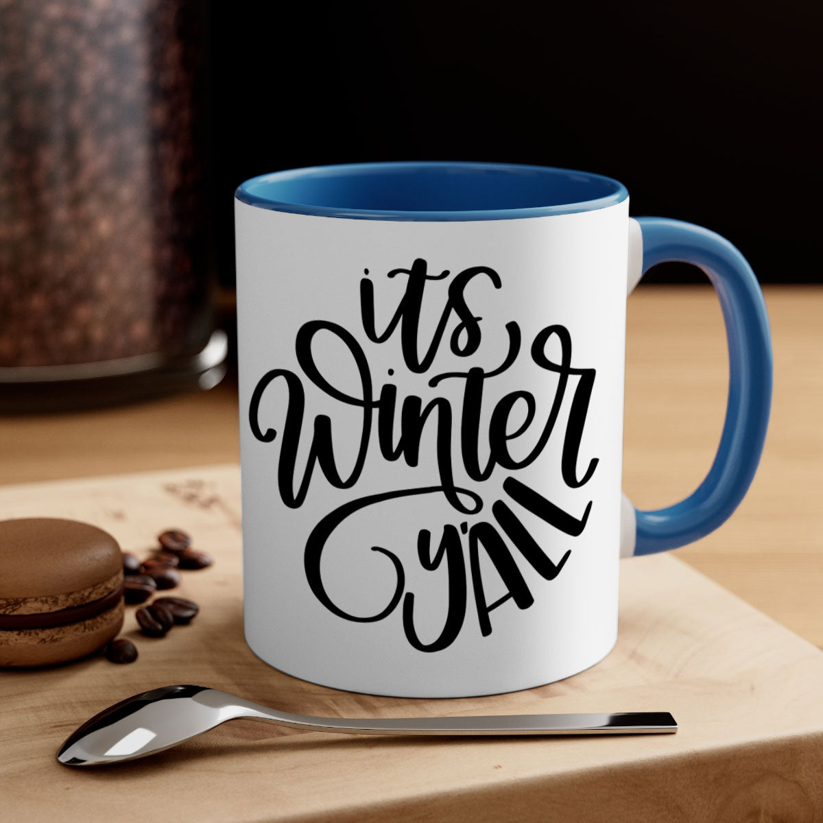 A stylish two-tone Christmas mug with a glossy finish, featuring a colored handle and interior, perfect for holiday beverages.