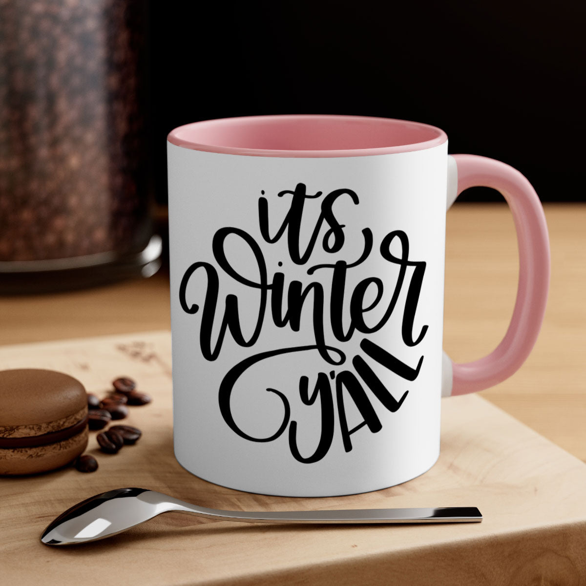 A stylish two-tone Christmas mug with a glossy finish, featuring a colored handle and interior, perfect for holiday beverages.