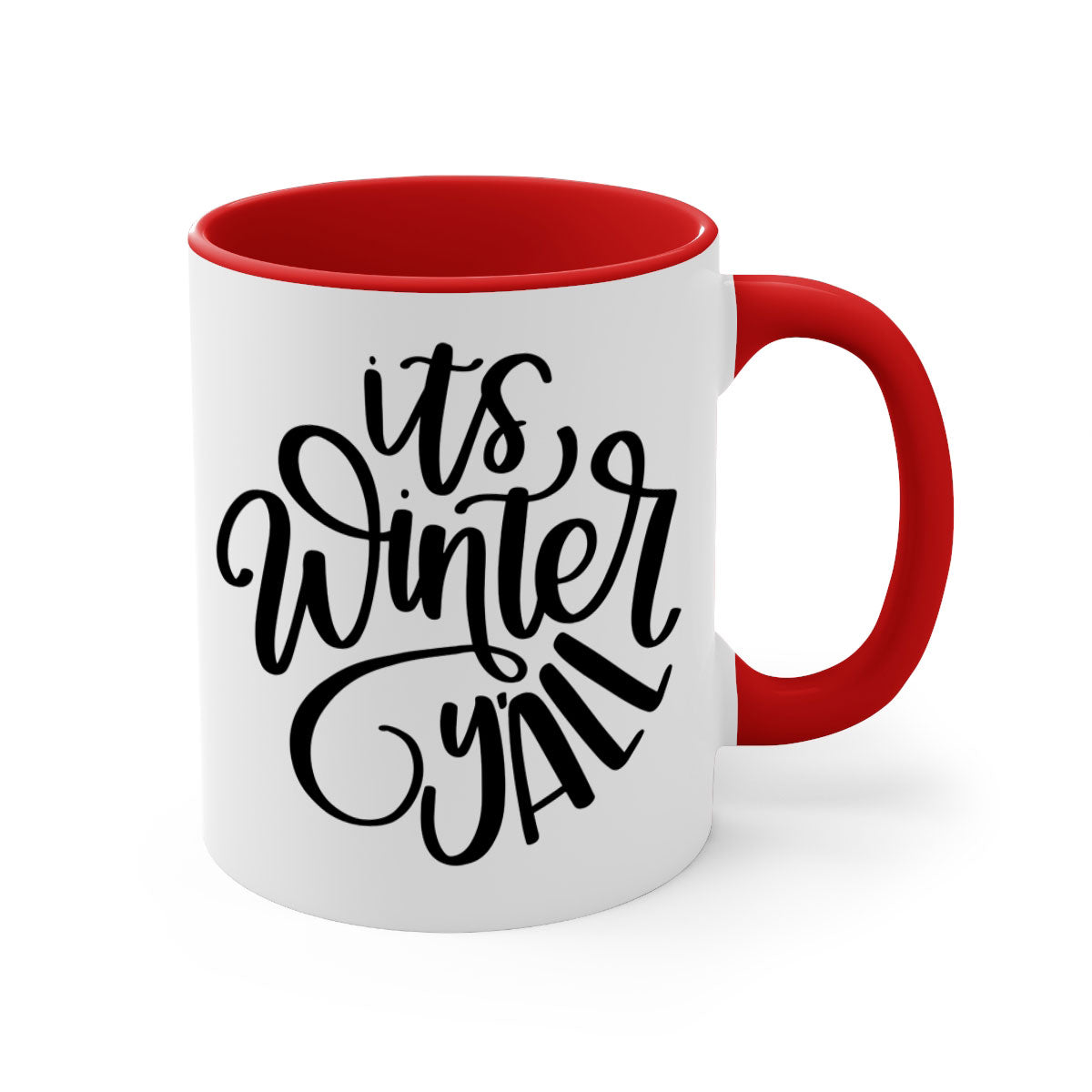 A stylish two-tone Christmas mug with a glossy finish, featuring a colored handle and interior, perfect for holiday beverages.