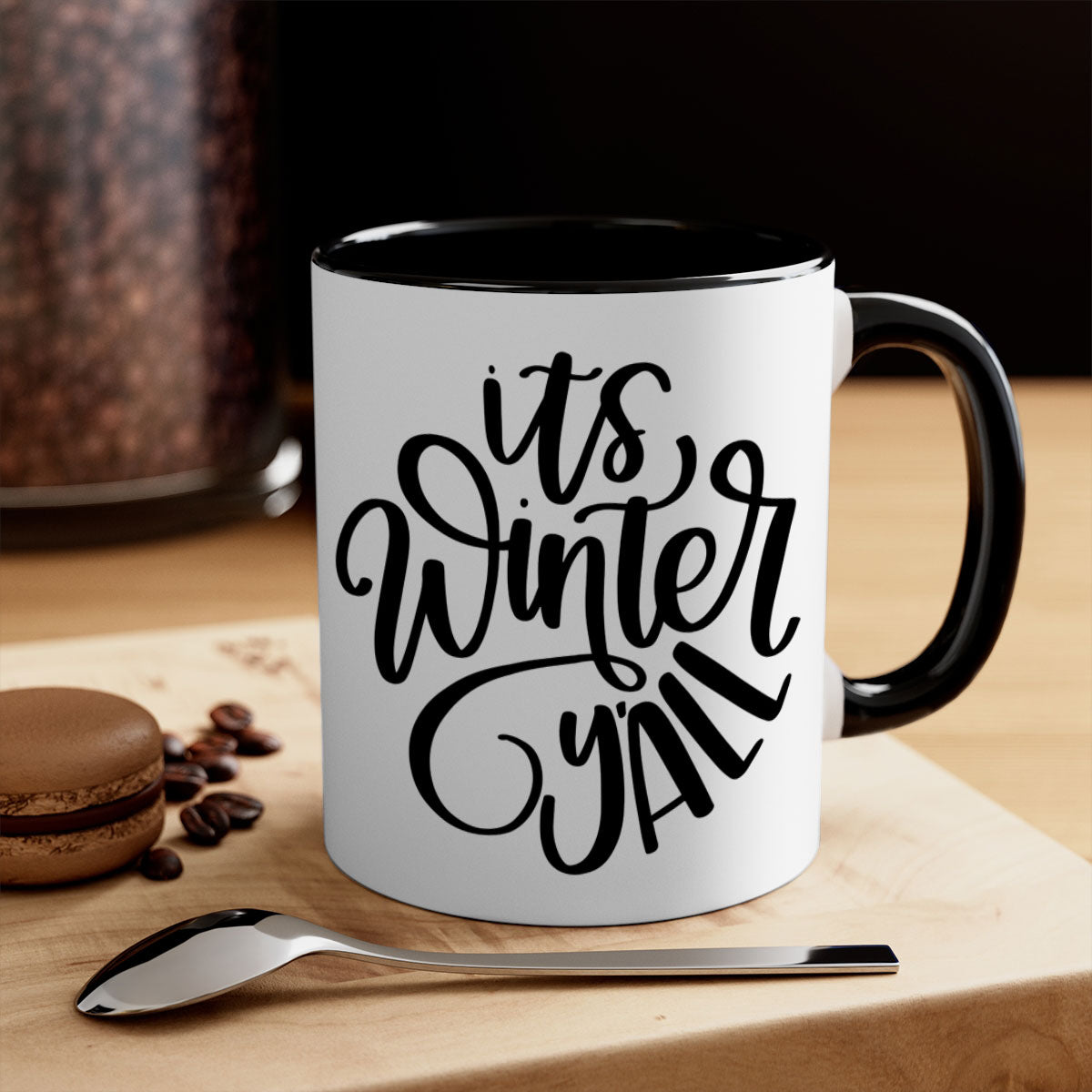 A stylish two-tone Christmas mug with a glossy finish, featuring a colored handle and interior, perfect for holiday beverages.